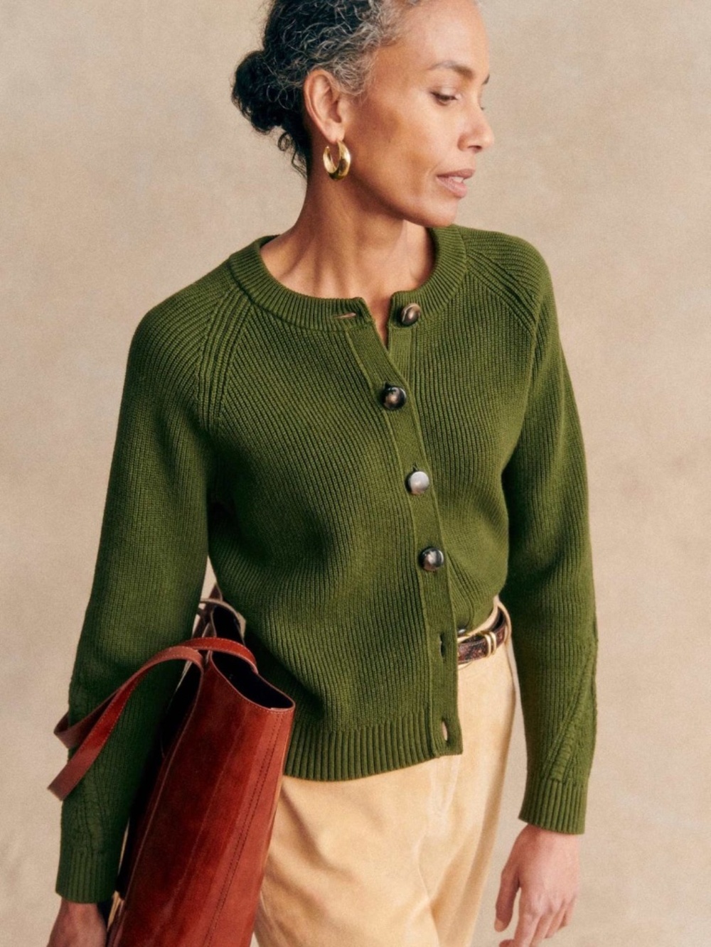 Sezane Isaure Cardigan Perfect Green